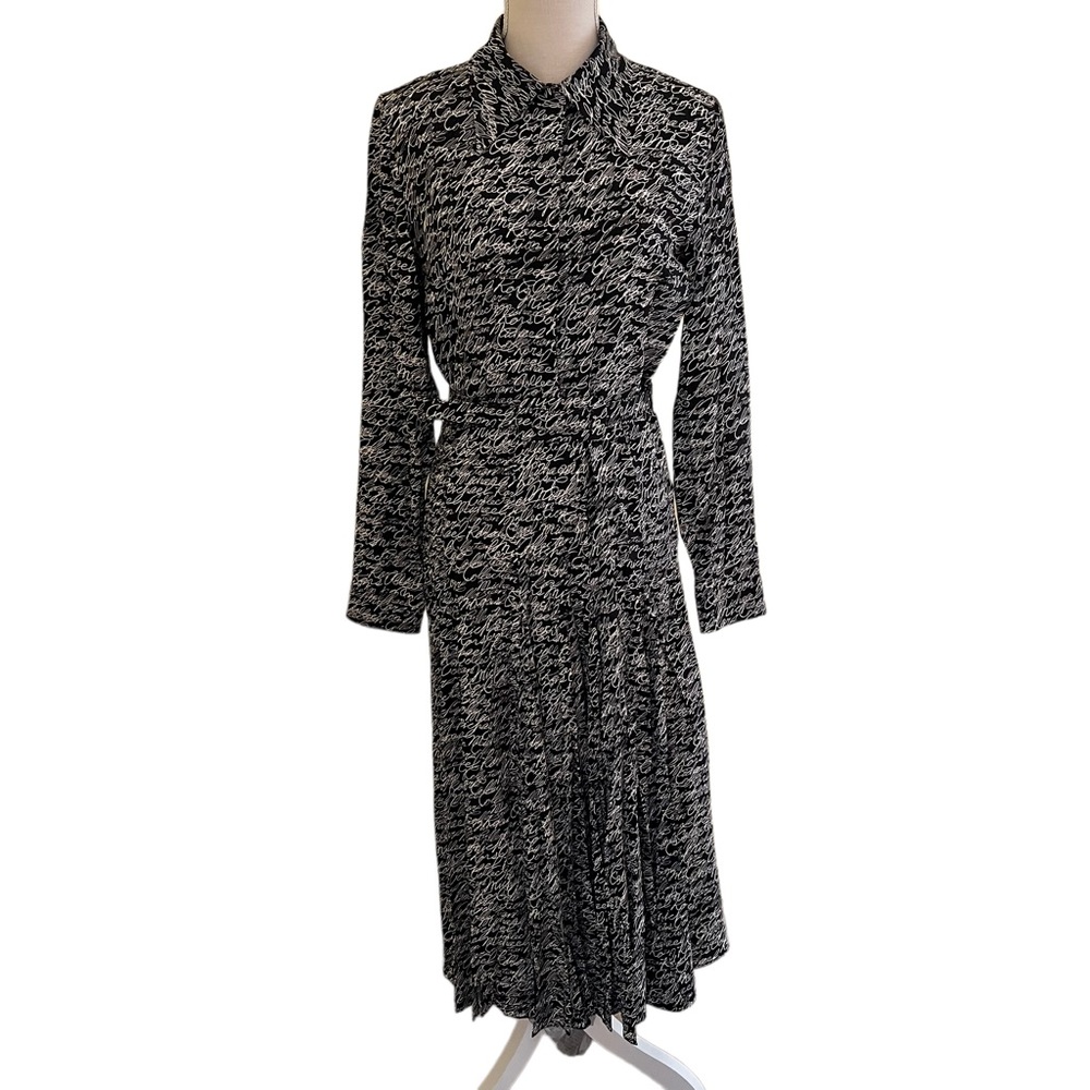 Michael Kors COLLECTION Black and White Signature Print Silk Shirt Dress NEW